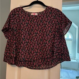 Buddy Love Black and Pink Floral Blouse